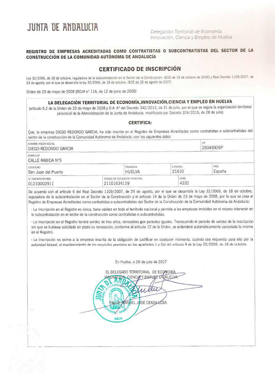 certificado inscripcion rea